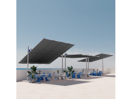 Maistra: cenador / pérgola retráctil, basculante y regulable en altura