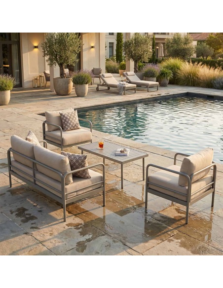 Melina: Salón lounge de exterior con cojines extra gruesos