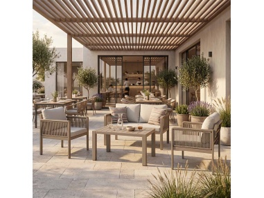 Genova: salón de jardín artesanal con cuerda trenzada a mano