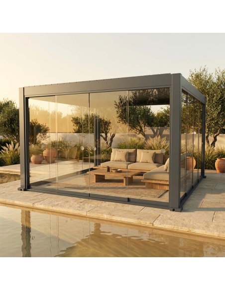 Cerramientos de vidrio corredero para Lyra T6 - Pérgola cerrada con cristal