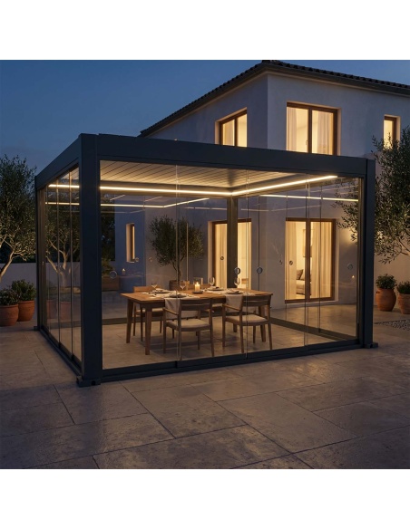 Cerramientos de vidrio corredero para Lyra T6 - Pérgola cerrada con cristal