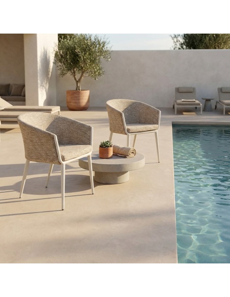 Mitara: Sillón de Comedor Outdoor en Tejido Tintado en Masa