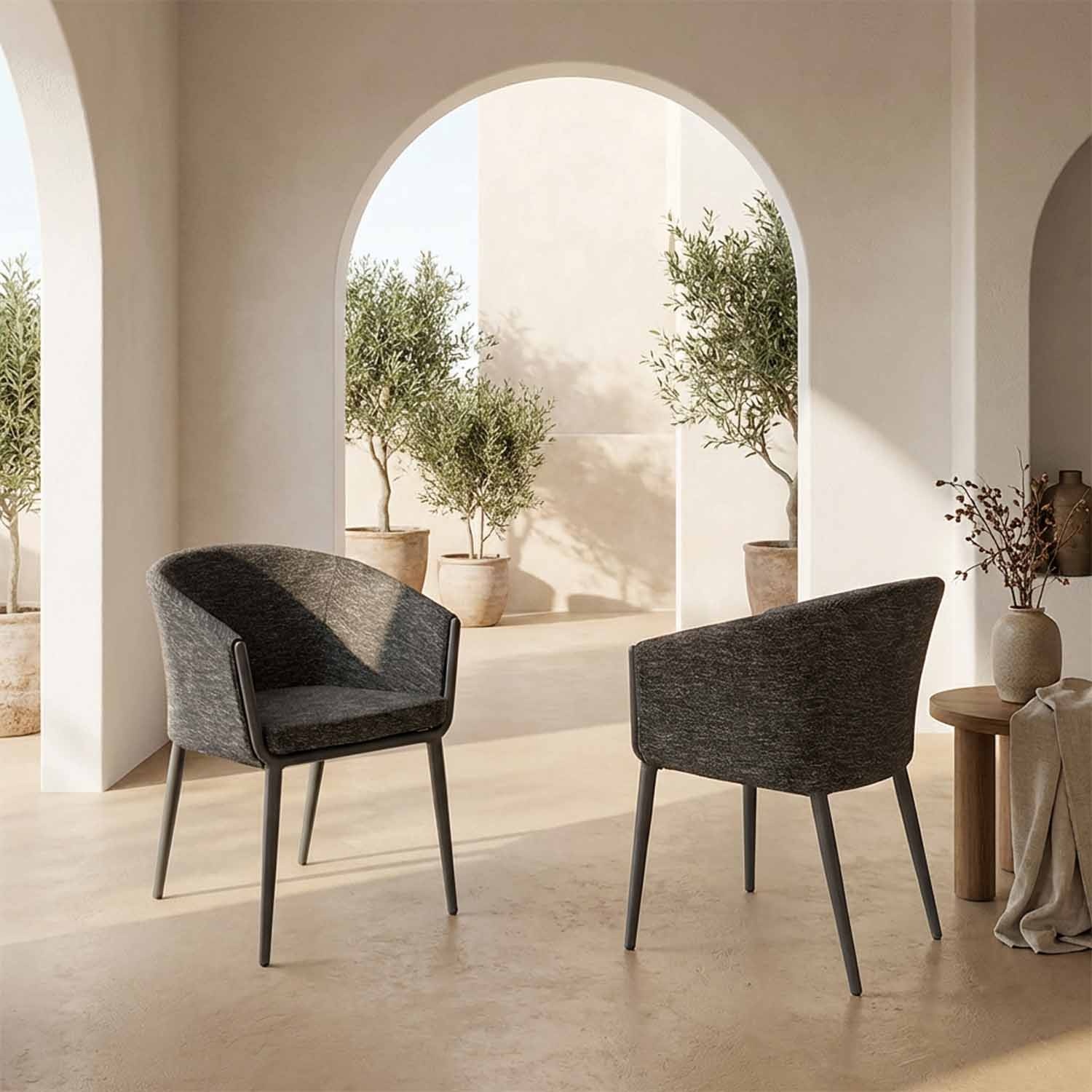 Mitara: Sillón de Comedor Outdoor en Tejido Tintado en Masa