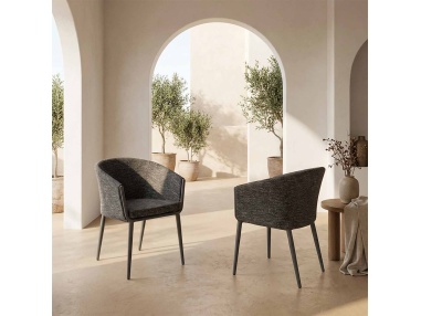 Mitara: Sillón de Comedor Outdoor en Tejido Tintado en Masa