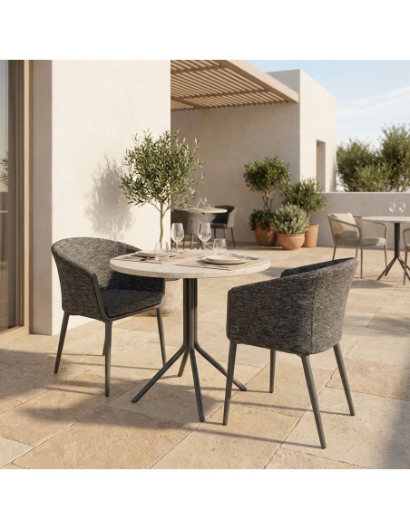 Mitara: Sillón de Comedor Outdoor en Tejido Tintado en Masa