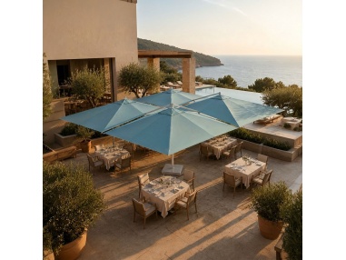 Cygnus Qadro: Parasol Cantilever con Cuatro Telas 6×6 m