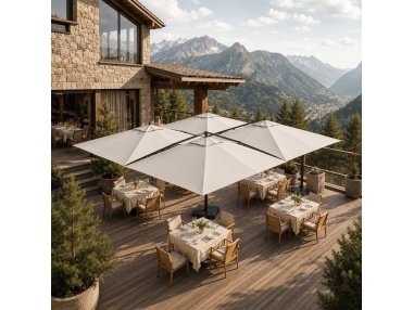 Cygnus Qadro: Parasol Cantilever con Cuatro Telas 6×6 m