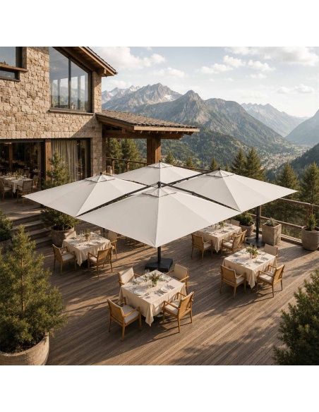 Cygnus Qadro: Parasol Cantilever con Cuatro Telas 6×6 m