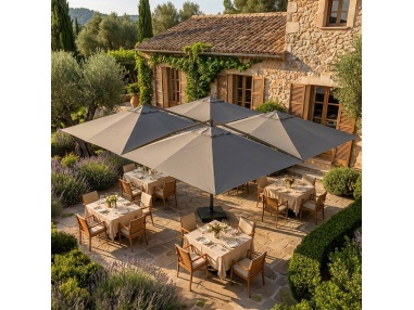 Cygnus Qadro: Parasol Cantilever con Cuatro Telas 6×6 m