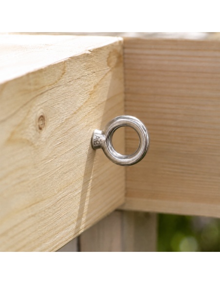 Cáncamo de rosca para madera en acero inox para velas de sombra