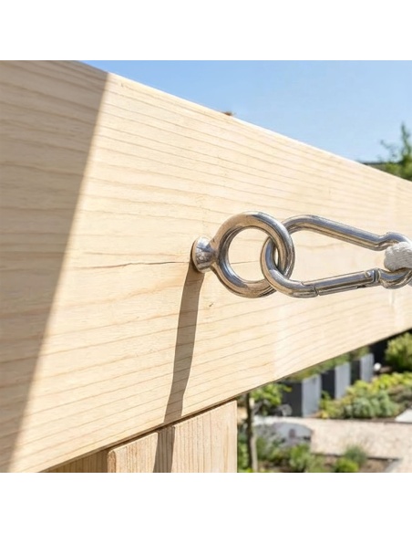 Cáncamo de rosca para madera en acero inox para velas de sombra