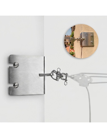 Landa: soporte de esquina exterior en acero inox para velas de sombra