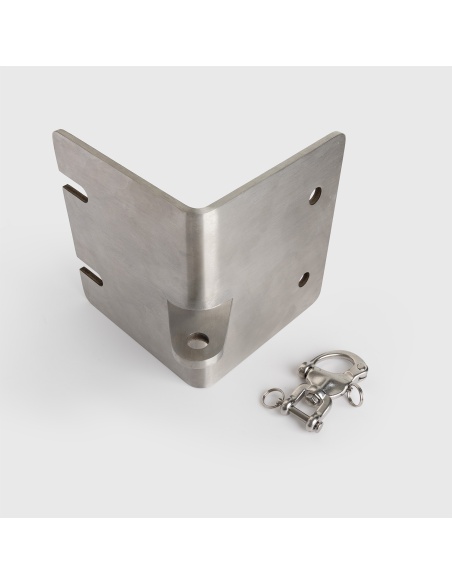 Landa: soporte de esquina exterior en acero inox para velas de sombra