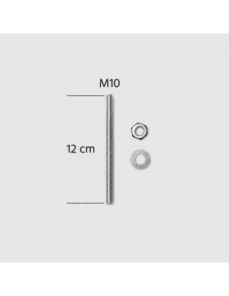 Juego de 4 varillas roscadas de acero galvanizado M10 longitud 12 cm