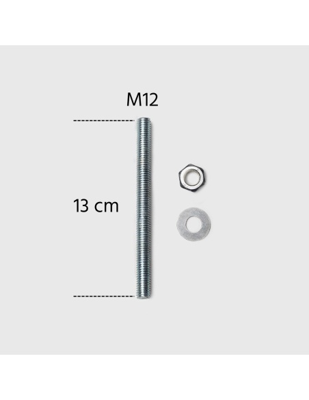 Juego de 4 varillas roscadas de acero galvanizado M12 longitud 13 cm