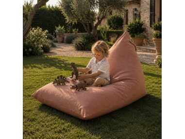 Thera Maxi: puff XL de exterior en bouclé, resistente a lluvia y UV