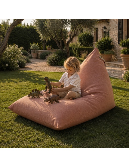 Thera Maxi: puff XL de exterior en bouclé, resistente a lluvia y UV