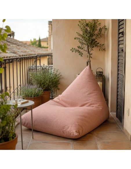 Thera Maxi: puff XL de exterior en bouclé, resistente a lluvia y UV