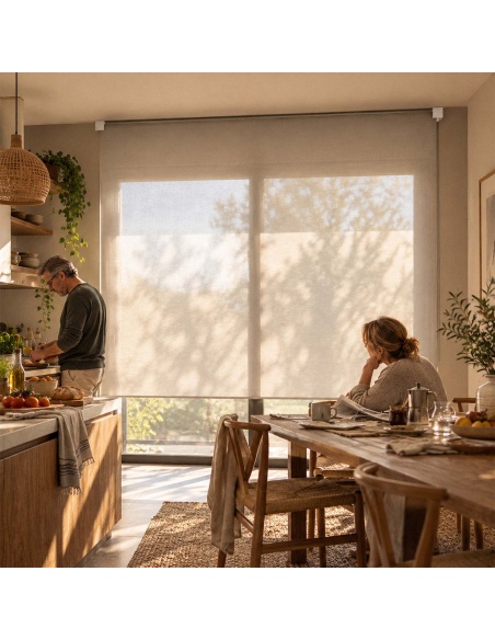 Estor Enrollable Transparente para Interiores, Recta Satin