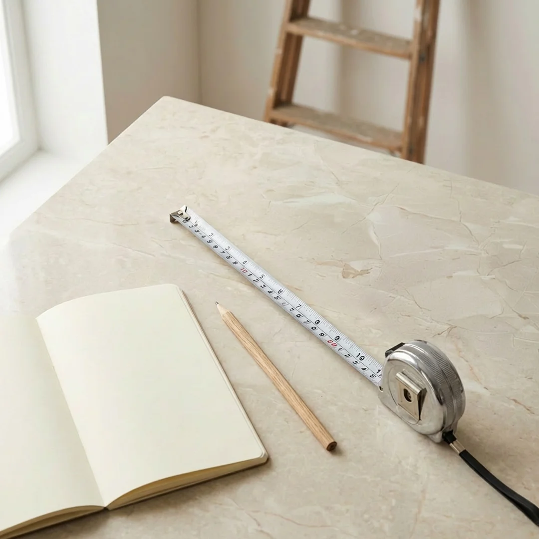 Herramientas de medición - cinta métrica, lápiz, papel