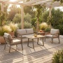Parma - Salón de jardín en aluminio y madera de Iroko